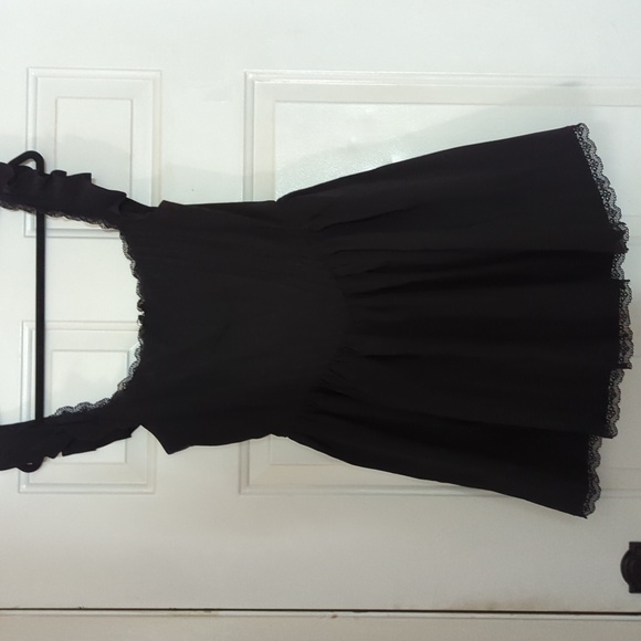 Chic Black Ruffle Mini Dress - Picture 4 of 4